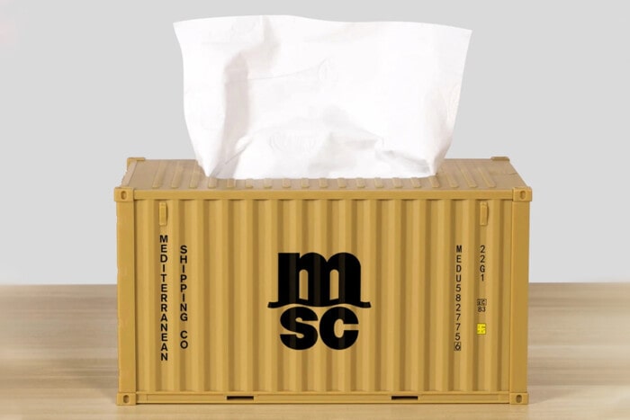 Porte-serviettes en forme de conteneur