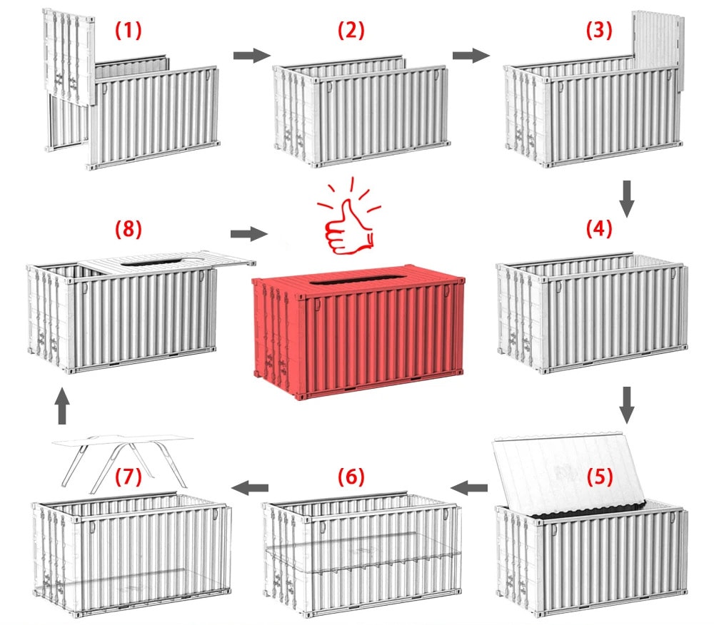 Porte-serviettes en forme de conteneur
