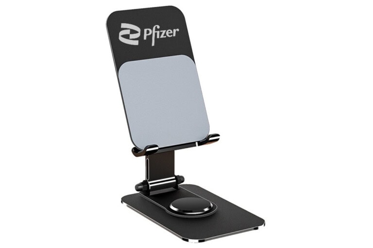 Support de téléphone de bureau en métal pliable et rotatif à 360°