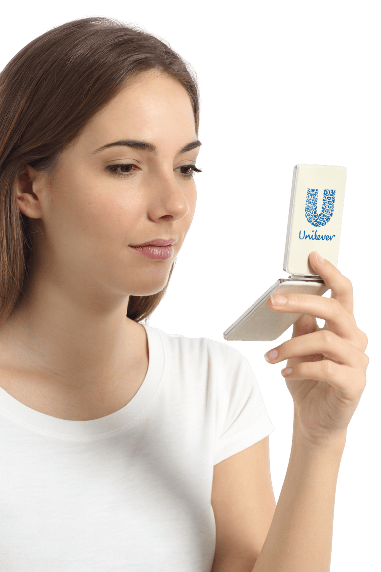 Miroir de poche rectangulaire en simili cuir