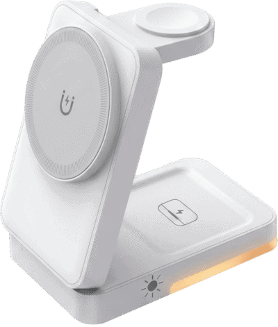 Station de recharge magnétique 3-en-1 pliable avec lumière LED